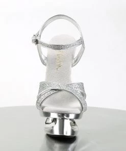 Pleaser Direct Glitter Shoes Eclipse 619G Silver Platform Sandals