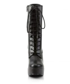 Pleaser Direct Electra 1020 Black Faux Leather Ankle Boots