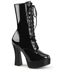 Pleaser Direct Larger Size Shoes Electra 1020 Black Patent Ankle Boots