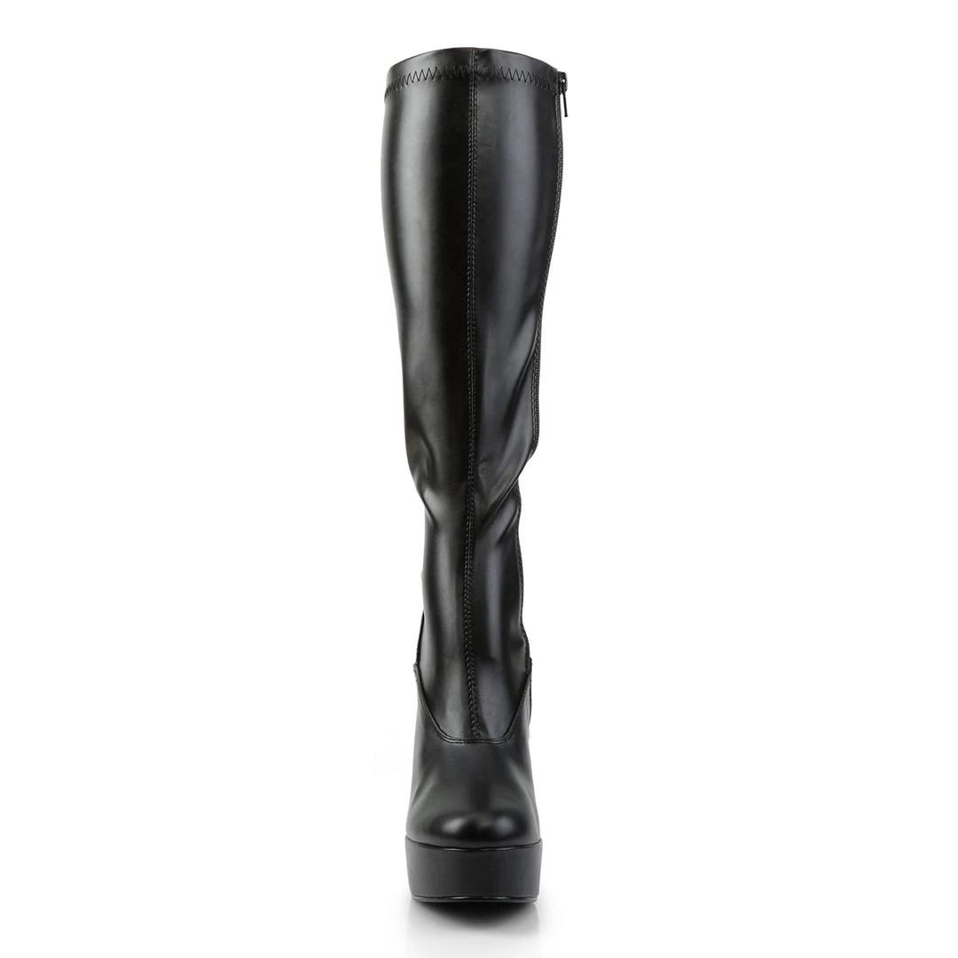 Pleaser Direct Electra 2000Z Black Faux Leather Knee High Boots Larger Size Shoes 2 Pleaser Direct Electra 2000Z Black Faux Leather Knee High Boots Larger Size Shoes