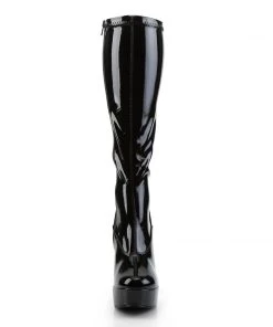 Pleaser Direct Larger Size Shoes Electra 2000Z Black Patent Knee High Boots