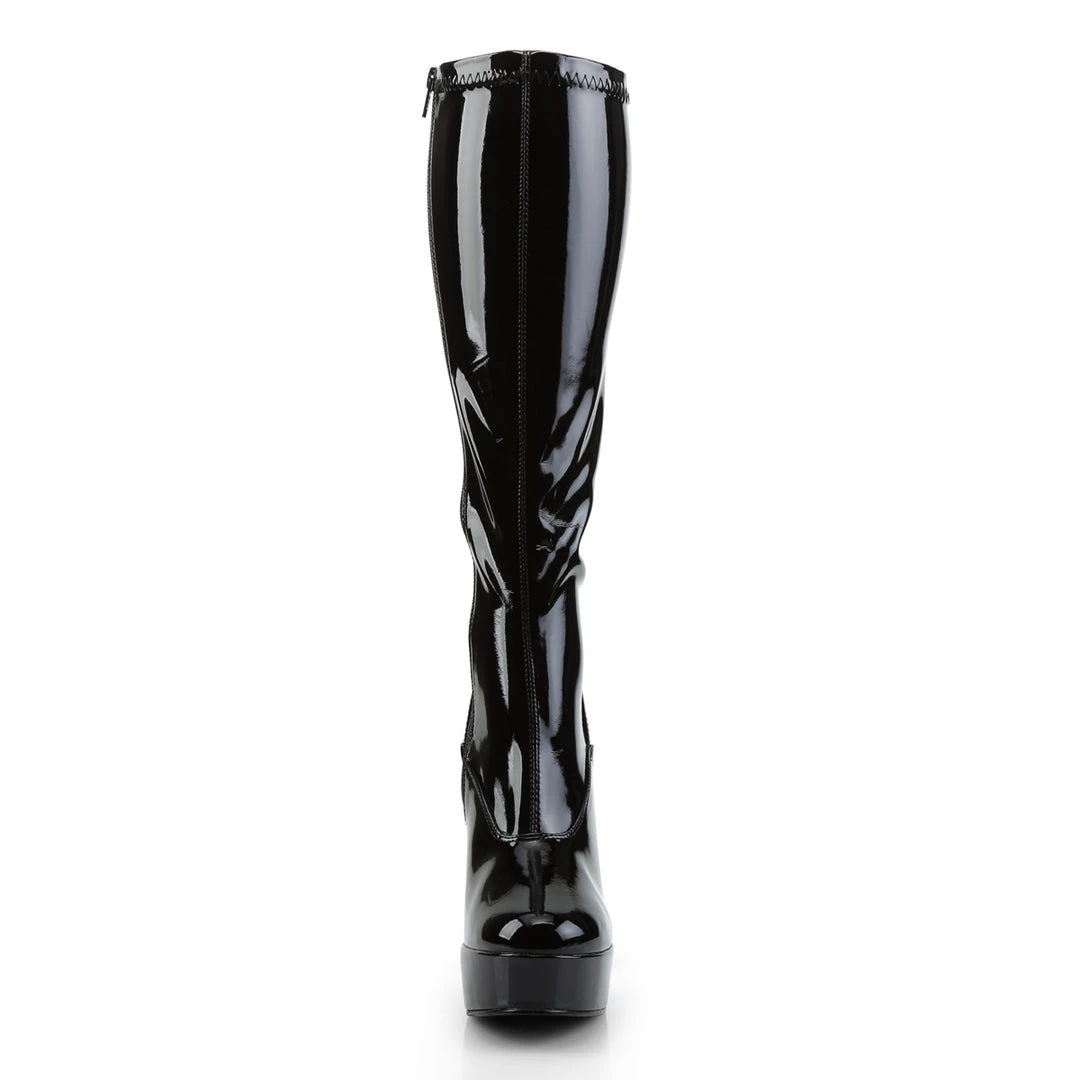 Pleaser Direct Larger Size Shoes Electra 2000Z Black Patent Knee High Boots 2 Pleaser Direct Larger Size Shoes Electra 2000Z Black Patent Knee High Boots
