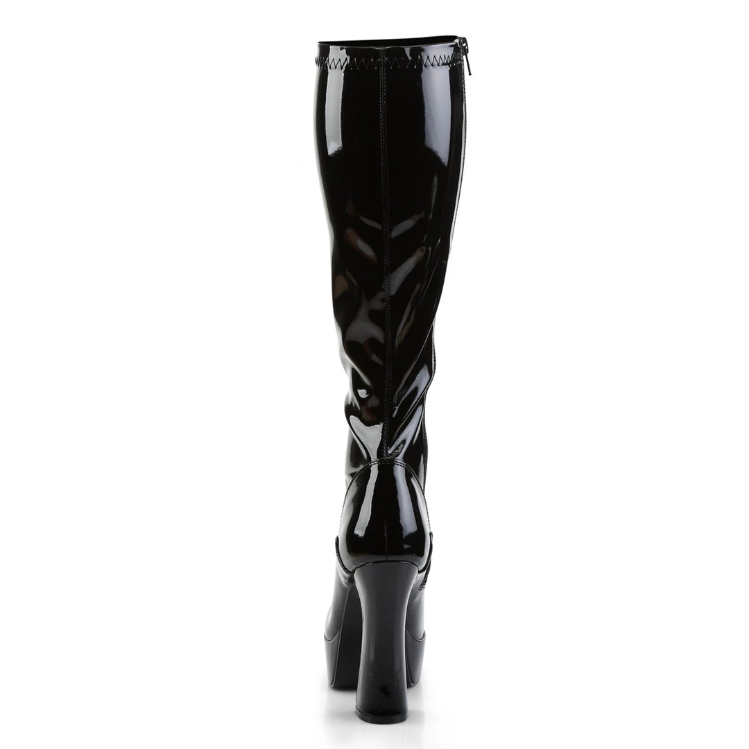 Pleaser Direct Larger Size Shoes Electra 2000Z Black Patent Knee High Boots 4 Pleaser Direct Larger Size Shoes Electra 2000Z Black Patent Knee High Boots