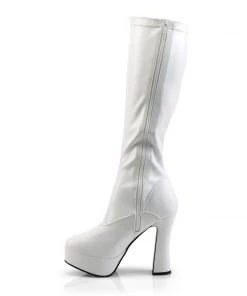 Pleaser Direct Electra 2000Z White Faux Leather Knee High Boots