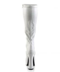 Pleaser Direct Electra 2000Z White Faux Leather Knee High Boots