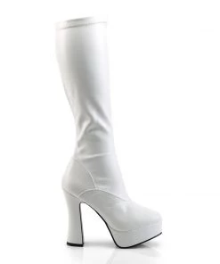Pleaser Direct Electra 2000Z White Faux Leather Knee High Boots