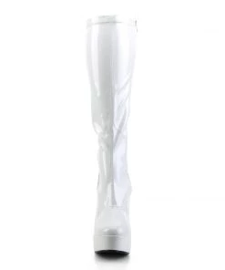 Pleaser Direct Electra 2000Z White Patent Knee High Boots Larger Size Shoes