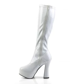 Pleaser Direct Electra 2000Z White Patent Knee High Boots Larger Size Shoes