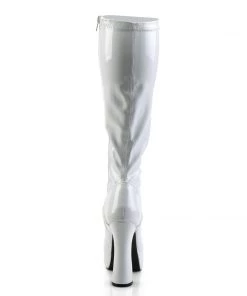 Pleaser Direct Electra 2000Z White Patent Knee High Boots Larger Size Shoes