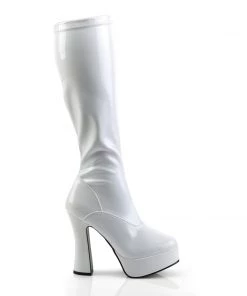 Pleaser Direct Electra 2000Z White Patent Knee High Boots Larger Size Shoes