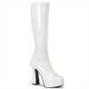 Pleaser Direct Electra 2000Z White Patent Knee High Boots Larger Size Shoes