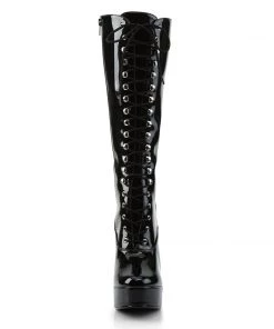 Pleaser Direct Electra 2020 Black Patent Knee High Boots Larger Size Shoes