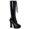 Pleaser Direct Electra 2020 Black Patent Knee High Boots Larger Size Shoes