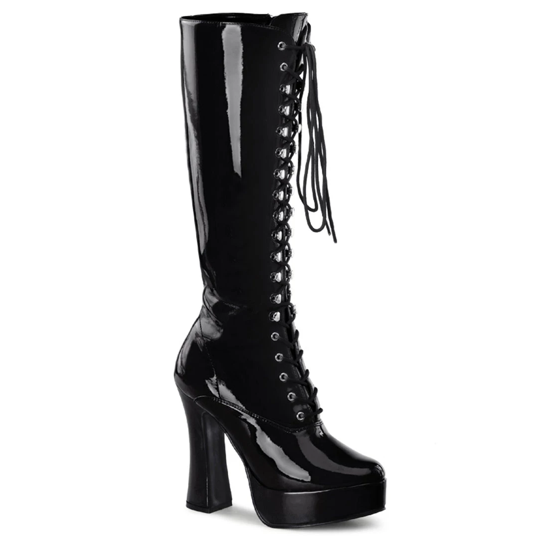 Pleaser Direct Electra 2020 Black Patent Knee High Boots Larger Size Shoes 1 Pleaser Direct Electra 2020 Black Patent Knee High Boots Larger Size Shoes
