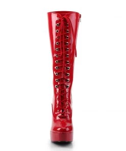 Pleaser Direct Electra 2020 Red Patent Knee High Boots