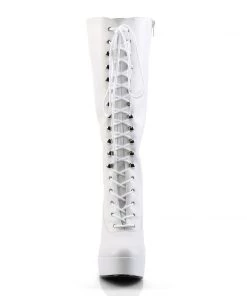 Pleaser Direct Larger Size Shoes Electra 2020 White Matte Knee High Boots