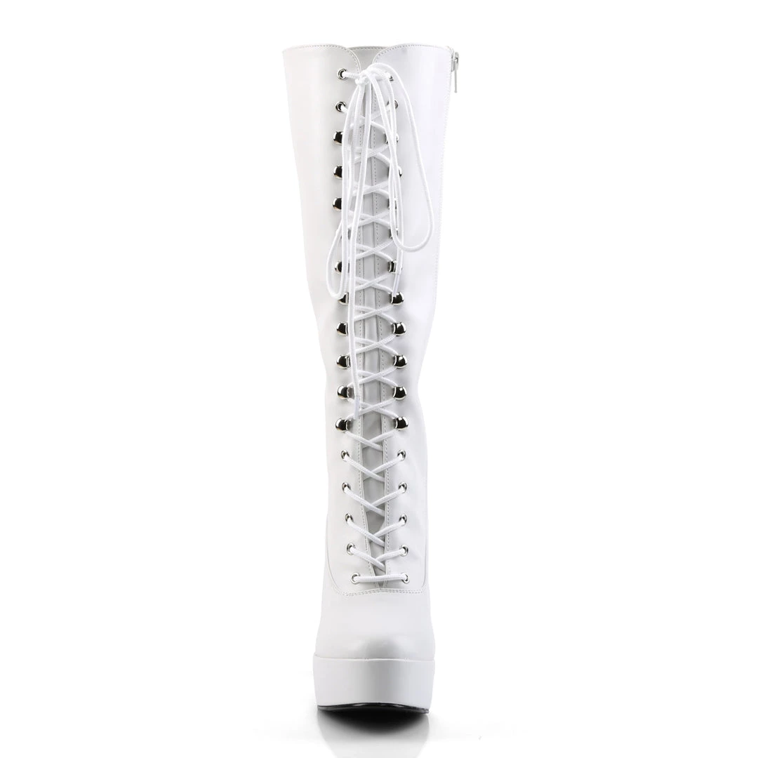 Pleaser Direct Larger Size Shoes Electra 2020 White Matte Knee High Boots 2 Pleaser Direct Larger Size Shoes Electra 2020 White Matte Knee High Boots
