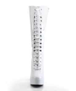 Pleaser Direct Electra 2020 White Patent Knee High Boots