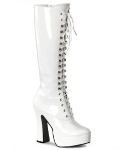 Pleaser Direct Electra 2020 White Patent Knee High Boots