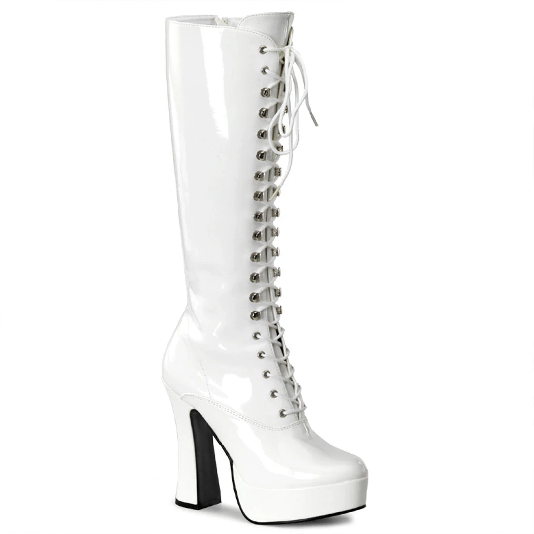 Pleaser Direct Electra 2020 White Patent Knee High Boots 1 Pleaser Direct Electra 2020 White Patent Knee High Boots