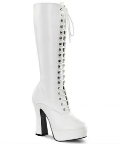 Pleaser Direct Larger Size Shoes Electra 2020 White Matte Knee High Boots
