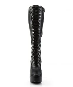 Pleaser Direct Electra 2023 Black Faux Leather Knee High Boots Larger Size Shoes