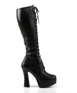 Pleaser Direct Electra 2023 Black Faux Leather Knee High Boots Larger Size Shoes