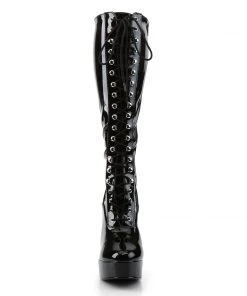 Pleaser Direct Electra 2023 Black Patent Knee High Boots Larger Size Shoes