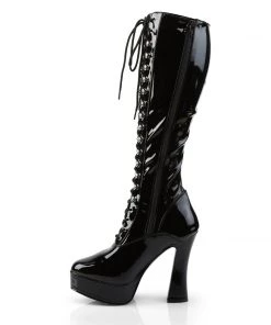 Pleaser Direct Electra 2023 Black Patent Knee High Boots Larger Size Shoes