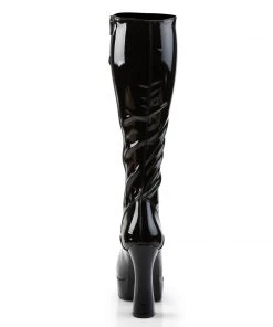 Pleaser Direct Electra 2023 Black Patent Knee High Boots Larger Size Shoes