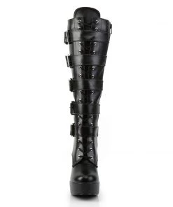 Pleaser Direct Electra 2042 Black Matte Buckle Boots