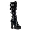 Pleaser Direct Electra 2042 Black Patent Buckle Boots Larger Size Shoes