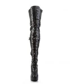 Pleaser Direct Larger Size Shoes Electra 3028 Black Matte Thigh High Boots