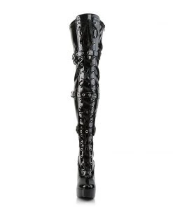 Pleaser Direct Electra 3028 Black Patent Thigh High Boots
