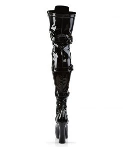 Pleaser Direct Electra 3028 Black Patent Thigh High Boots