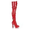 Pleaser Direct Electra 3028 Red Patent Thigh High Boots Larger Size Shoes