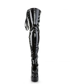 Pleaser Direct Electra 3050 Black Patent Thigh High Boots