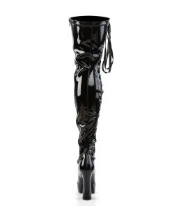 Pleaser Direct Electra 3050 Black Patent Thigh High Boots