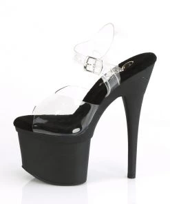 Pleaser Direct Platform Shoes Esteem 708 Black & Clear Platforms