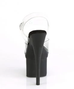 Pleaser Direct Platform Shoes Esteem 708 Black & Clear Platforms
