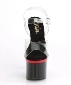 Pleaser Direct Platform Shoes Esteem 708 Red And Black Platforms