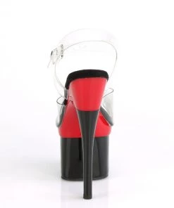 Pleaser Direct Platform Shoes Esteem 708 Red And Black Platforms