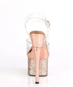 Pleaser Direct Glitter Shoes Esteem 708CHLG Gold Chrome Platforms