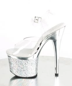 Pleaser Direct Esteem 708CHLG Clear & Silver Platforms 7 Pleaser Direct Esteem 708CHLG Clear & Silver Platforms