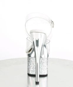 Pleaser Direct Esteem 708CHLG Clear & Silver Platforms 8 Pleaser Direct Esteem 708CHLG Clear & Silver Platforms