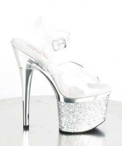 Pleaser Direct Esteem 708CHLG Clear & Silver Platforms 9 Pleaser Direct Esteem 708CHLG Clear & Silver Platforms