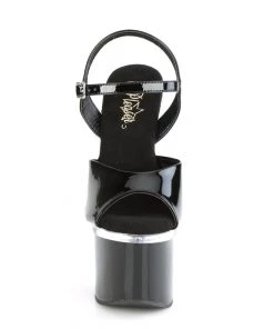 Pleaser Direct Platform Shoes Esteem 709 Black And Clear Platform High Heels