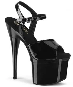 Pleaser Direct Platform Shoes Esteem 709 Black Platform High Heels