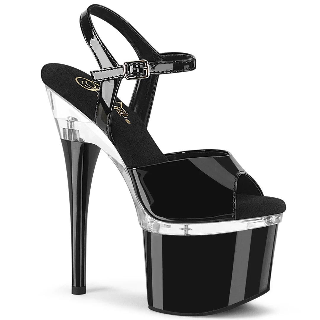 Pleaser Direct Platform Shoes Esteem 709 Black And Clear Platform High Heels 1 Pleaser Direct Platform Shoes Esteem 709 Black And Clear Platform High Heels