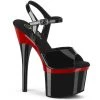 Pleaser Direct Platform Shoes Esteem 709BR Black And Red Platform High Heels